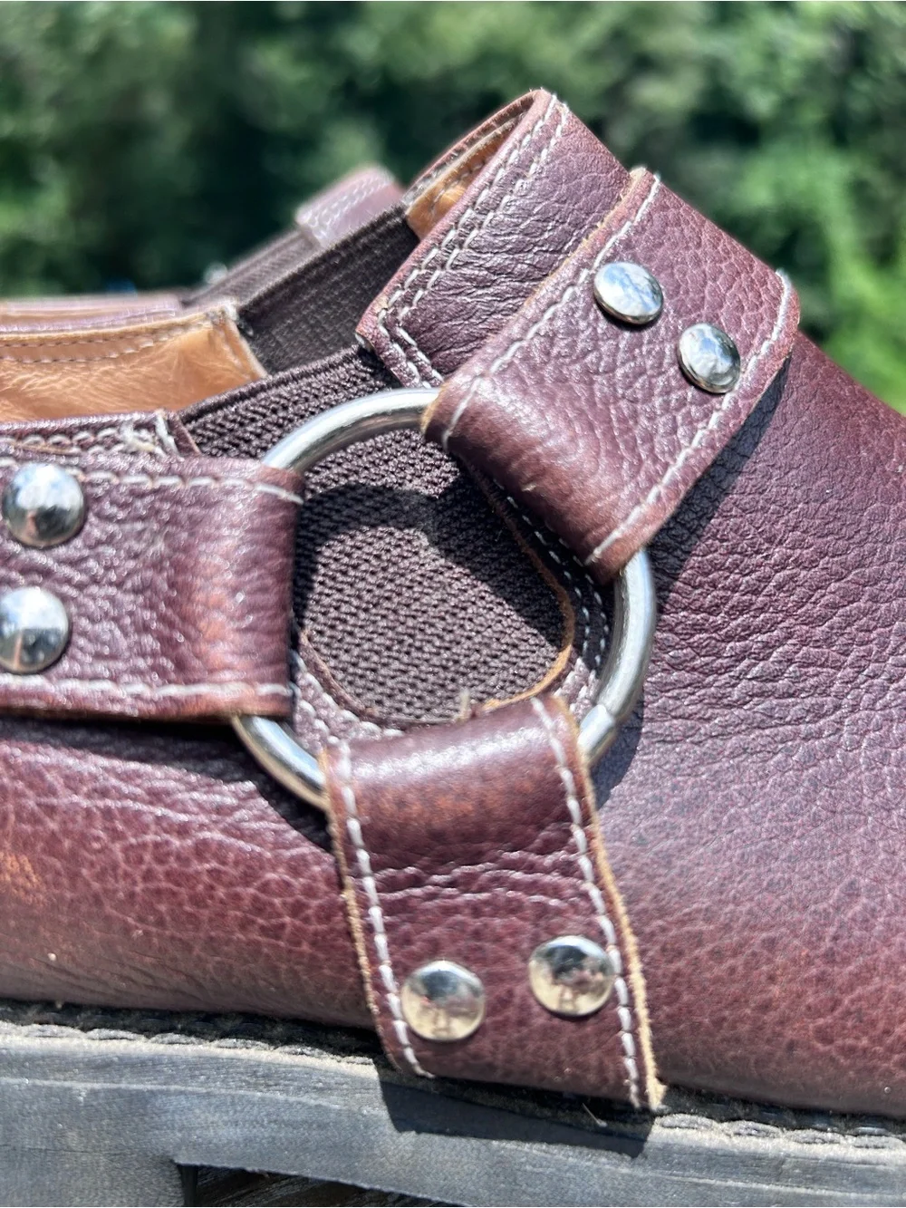 John Fluevog Brown Leather Harness Clog Shoes Lug Sole Portugal 9.5